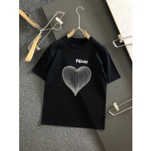 Fendi Short Sleeve T-Shirt Heart White/Black FEN-0006