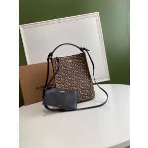 Burberry Small Monogram E-Canvas Peggy Bucket Bag