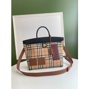 Burberry Society-Cerdy Handbag Two-Tone Leather