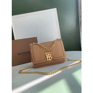 Burberry Quilted Monogram Lambskin TB Bag Beige