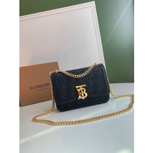Burberry Quilted Monogram Lambskin TB Bag Black